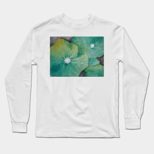 In Rosemary's Garden - Nasturtium Leaf with Dew Drops Long Sleeve T-Shirt